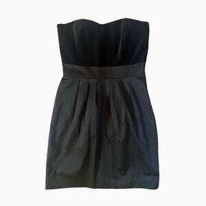Banana Republic Black Strapless Dress Velvet Corset Taffeta Y2K Old Money Sz 6